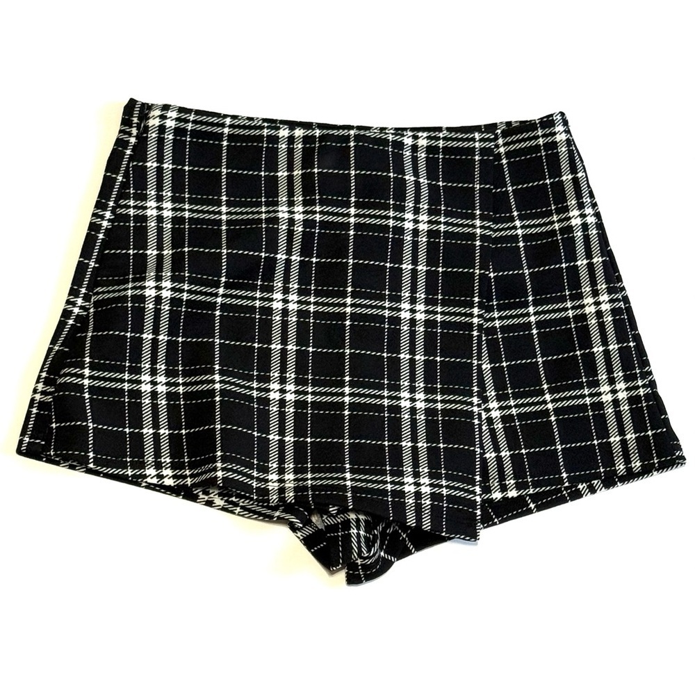 Black & White Plaid High-Rise Skort Shorts Spring and summer clothes